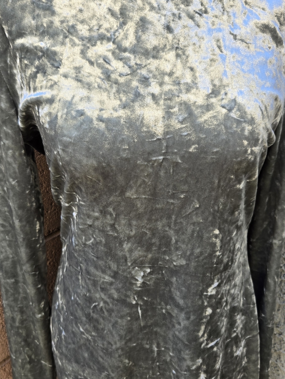 And Now This Velvet Mock Neck Long-Sleeve Dress in Sage Green - Picture 3 of 8